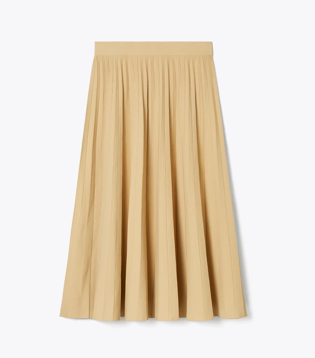 Pleated Viscose Skirt in Beige