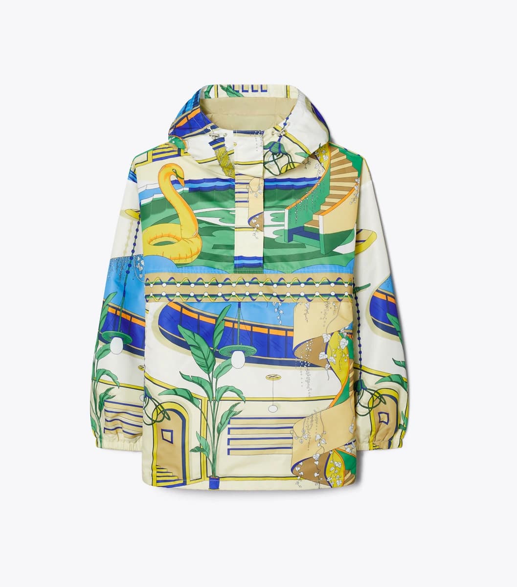 Nylon Half-Zip Anorak in The Pool Blue