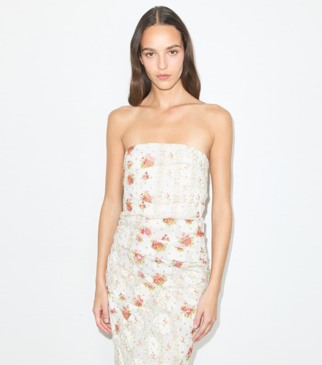Strapless Cotton Jacquard Dress angle 5