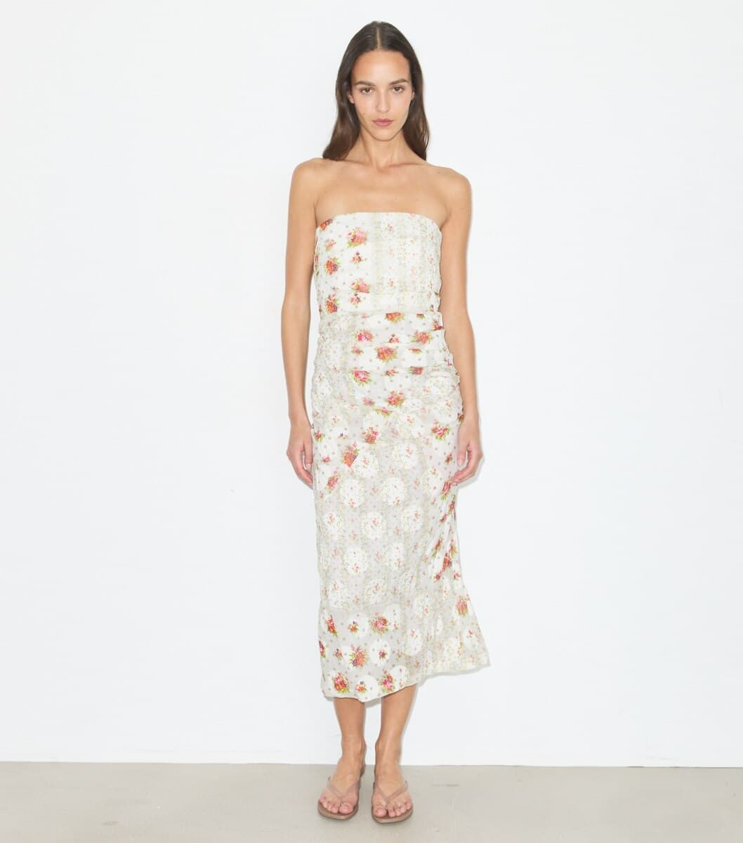 Strapless Cotton Jacquard Dress angle 2