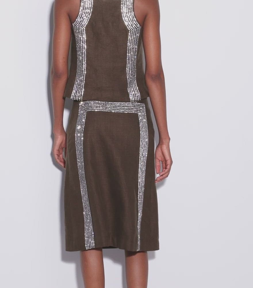 Embellished Linen Top angle 4
