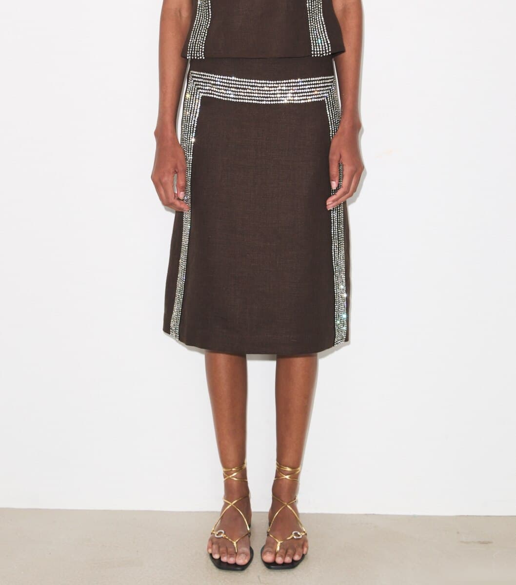 Embellished Linen Skirt angle 5