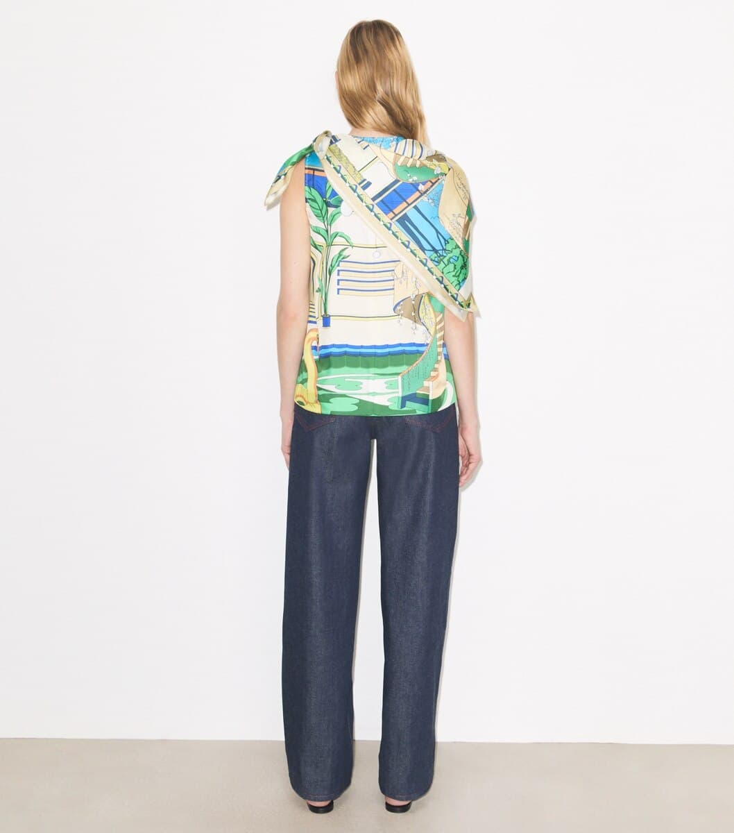 Printed Silk Cape Top angle 5