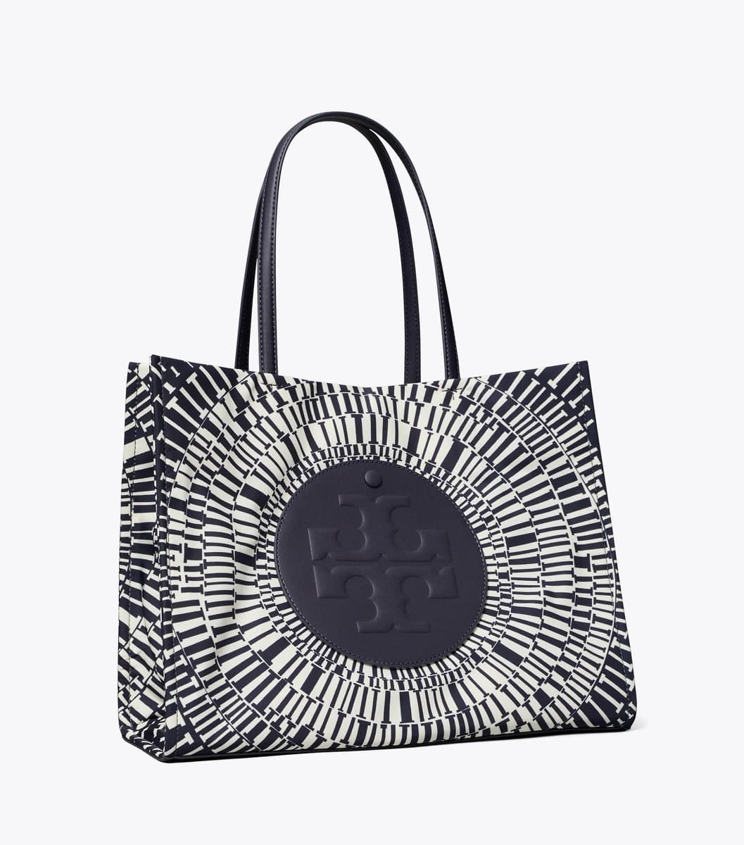 Ella Printed Small Tote in Navy Circle