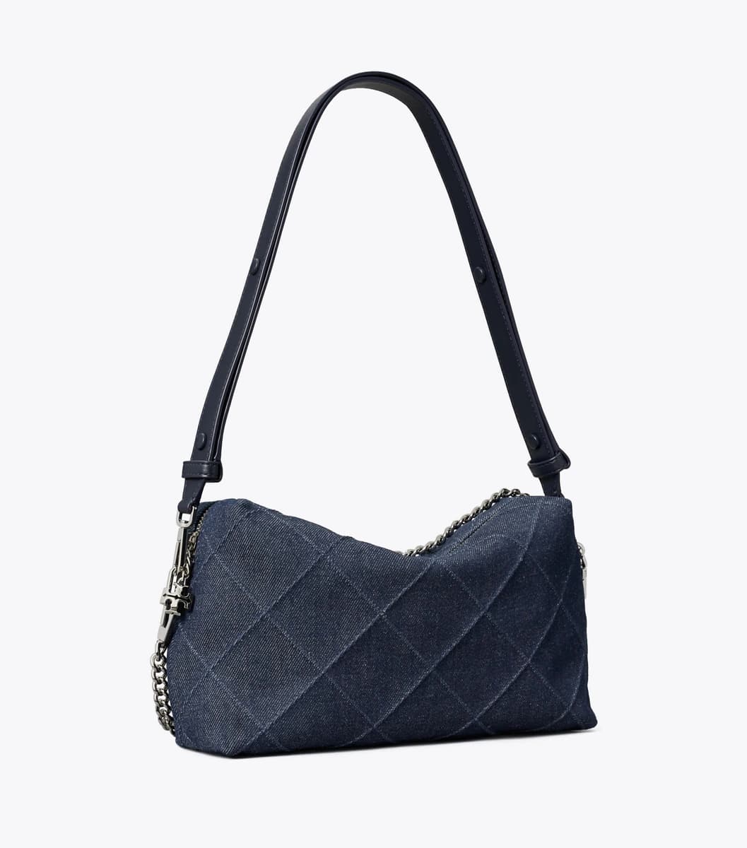 Large Fleming Denim Soft Crossbody Bag in Blue