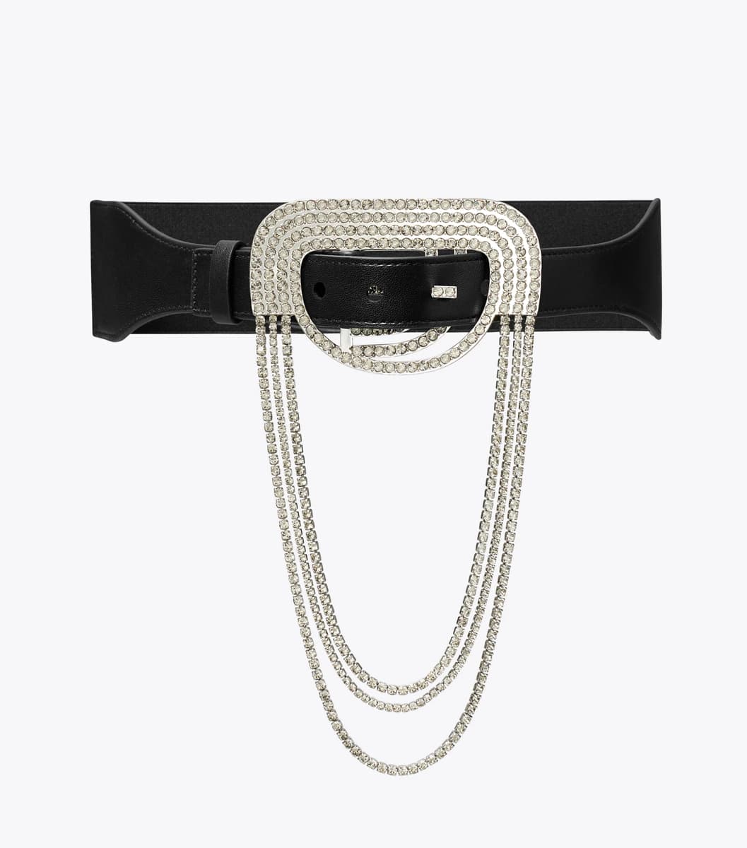 Embellished Belt in Black/Silver