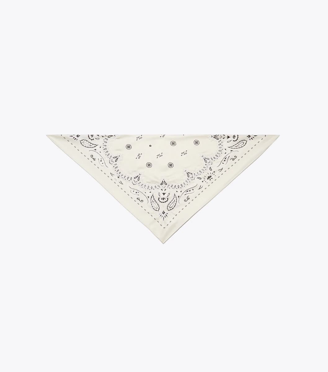 Beaded Bandana Triangle Scarf in Ivory