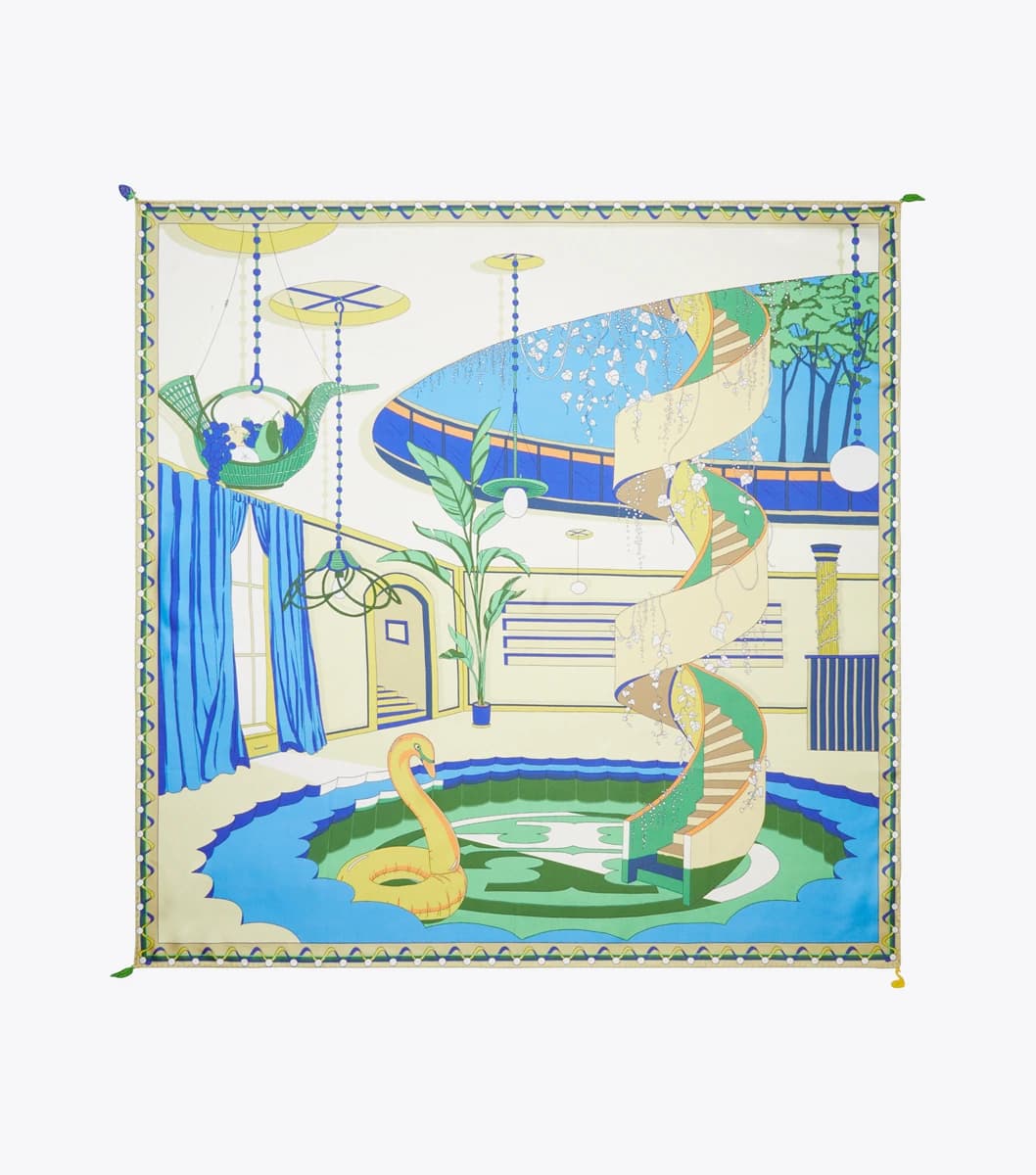 The Pool Silk Square Scarf in The Pool Blue