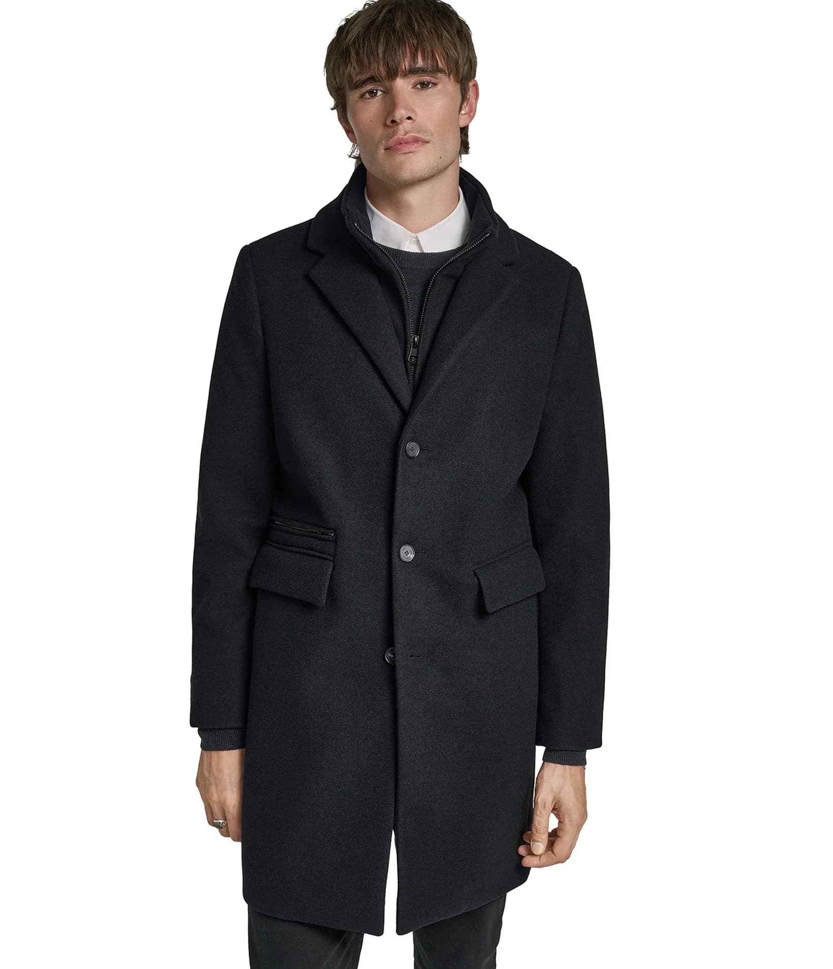 OVERCOAT WITH BIB in Black