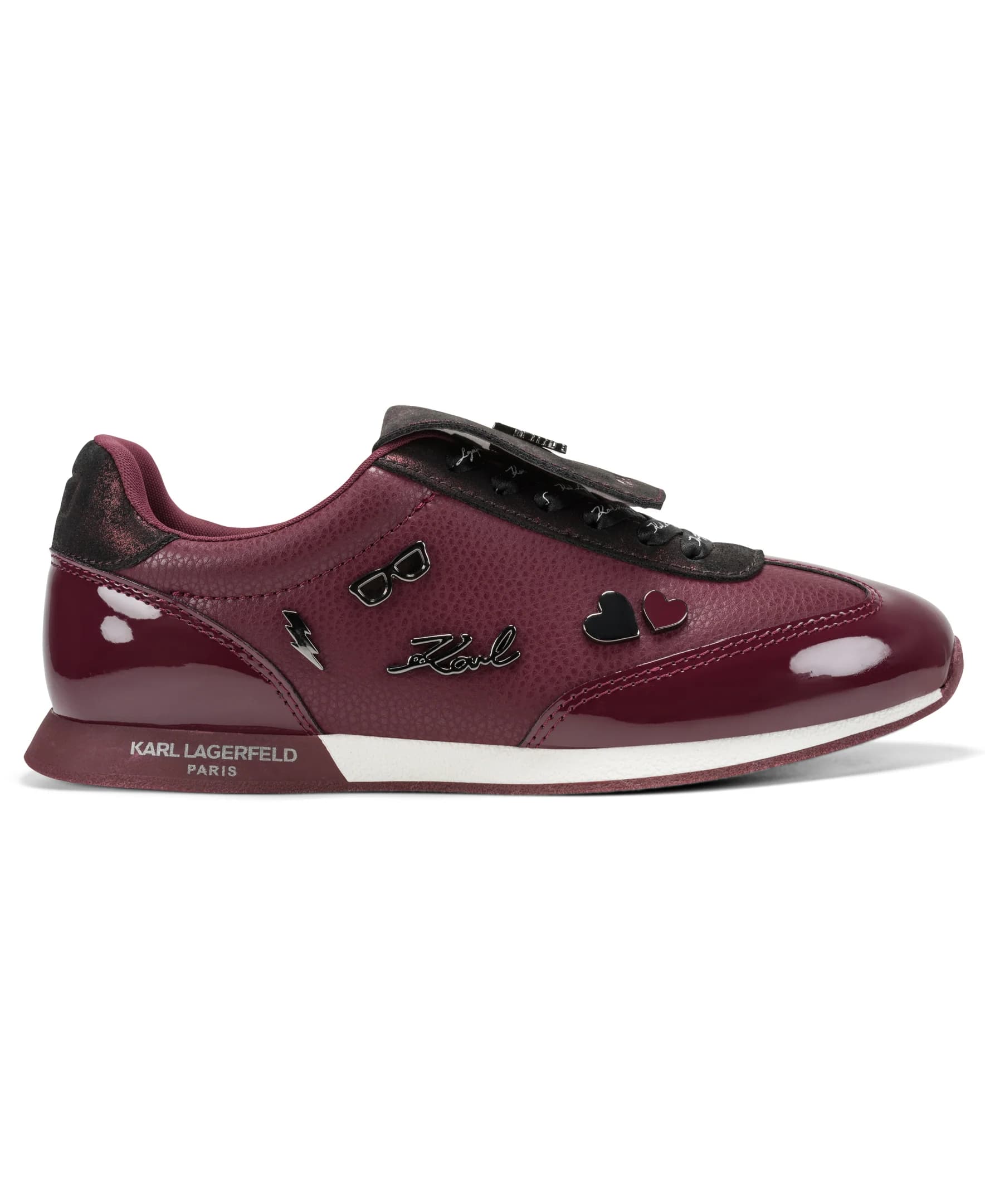 MINIA EMOJI PIN TRAINER SNEAKER in Burgundy